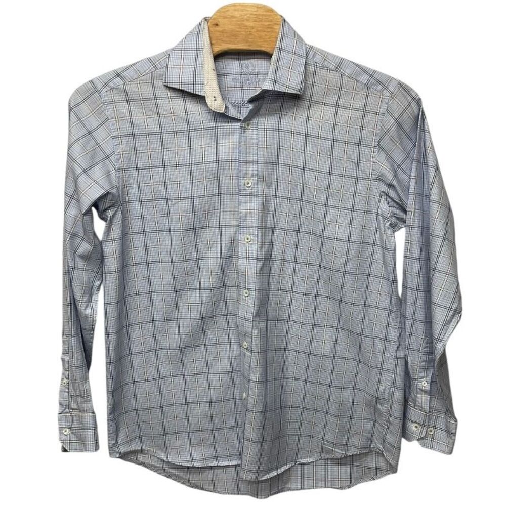 Bugatchi Uomo Men's Classic Fit Button Up Long Sleeve‎ Shirt Blue Cotton